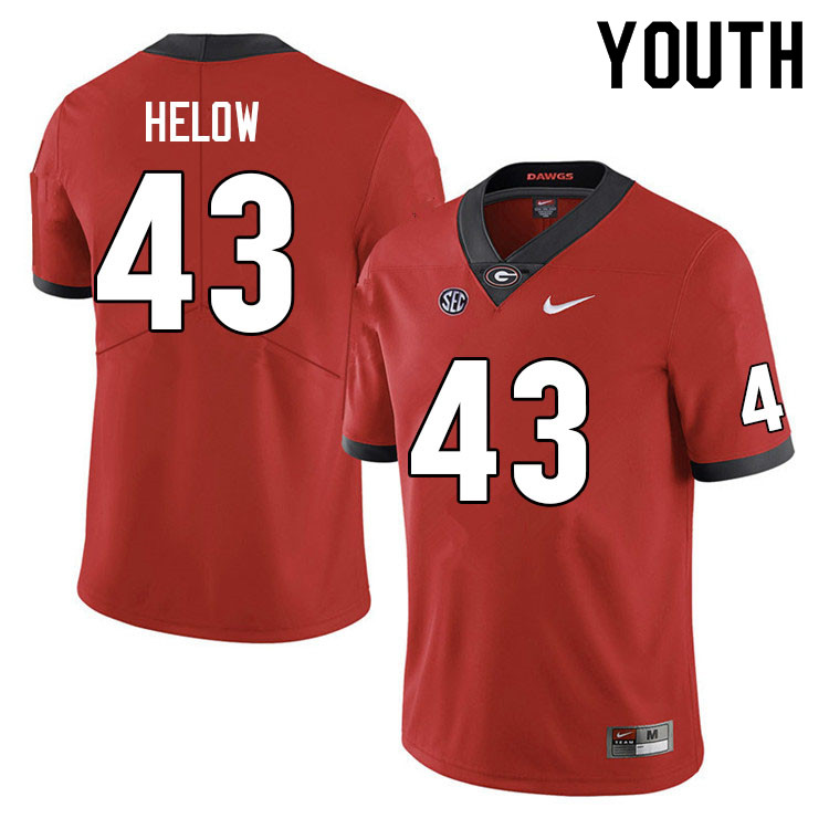 Youth #43 Matthew Helow Georgia Bulldogs College Football Jerseys Sale-Red Anniversary